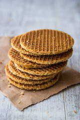 Stroopwafels or Dutch Waffles with caramel.