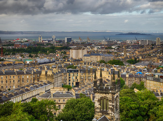 Aerial view over the Leith district of Edinburgh