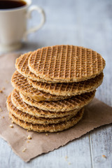 Stroopwafels / Caramel Dutch Waffles with tea or coffee.