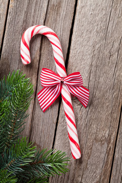 Christmas candy cane and fir tree