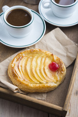 Apple cake with coffee