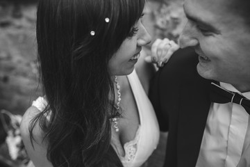 Fototapeta premium Bridal couple close to each other
