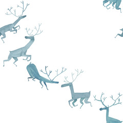 CHRISTMAS REINDEER PATTERN.
WATERCOLORS HANDMADE.