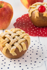 Naklejka na ściany i meble Fresh baked apple pie in apple.