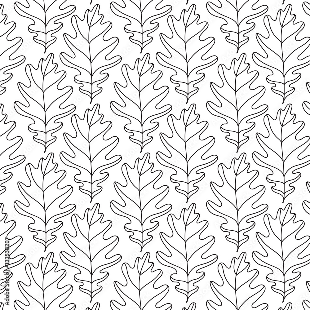 Poster simple elegant pattern with leaves drawn in thin lines in black. seamless vector texture for web, pr
