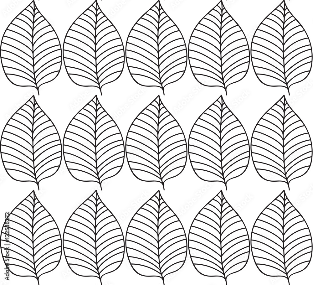Poster simple elegant pattern with leaves drawn in thin lines in black. seamless vector texture for web, pr