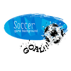 Soccer design template for championship, sports background, the logo for football. Grunge abstract ball.