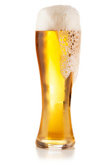 Beer glass on white background