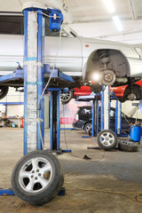 Interior of a car repair garage