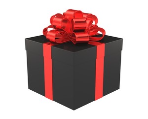 Geschenk in schwarz mit roter Schleife