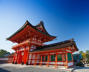 The Red building at Fushimi inari taisha at kyoto, Japan