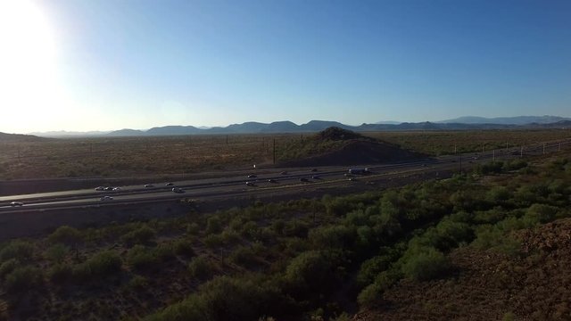 Northern Arizona highway traffic aerial