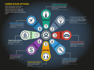 Infographic OPTION Set, Finance, TRAVEL,IDEA, WORKS, Illustration, Vector