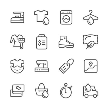 Set line icons of laundry