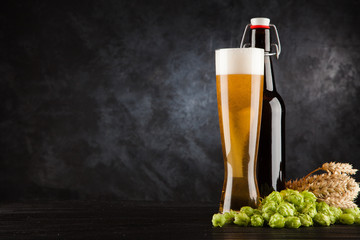 Beer glass on dark background