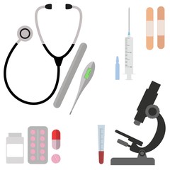 Medical flat vector background, health care, first aid.