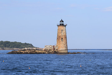 Fototapeta na wymiar Whaleback lighthouse of he coast of Portsmouth Maine