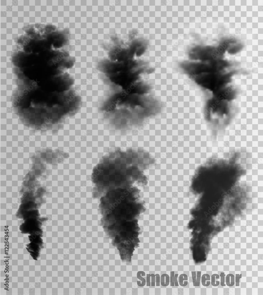 Poster set of transparent clouds and smoke. vector.
