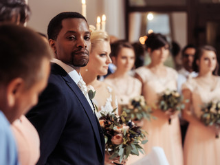 Groom and bride in church