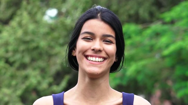 Pretty Teen Female Laughing And Giggling