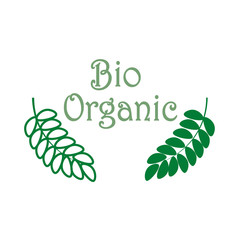 Green natural Bio Organic sign pattern on white background