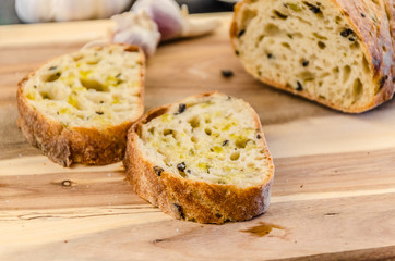 Homamed rustic bread with olives