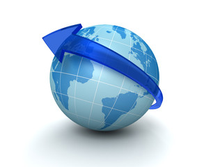 globe surrounding arrow concept   3d illustration