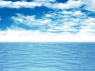 Obraz premium Ocean Sea Calm Water Waves Under Blue Cloud Sky