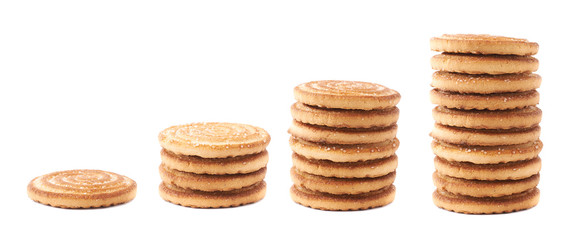 stack of cookies isolated over the white background