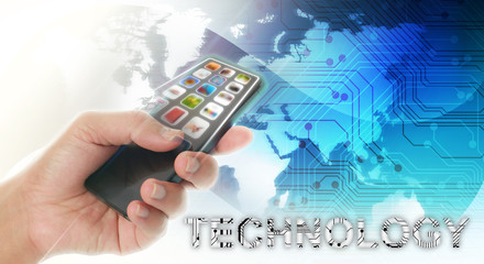 Hand holding smartphone