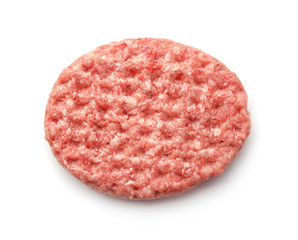 Top view of fresh raw burger patty
