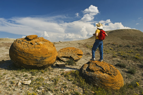 Sandstone concretions in Red Rock Coulee Natural Area, Alberta, Canada