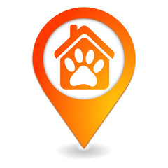 symbole patte de chien géolocalisation orange