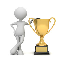 award cup and man concept   3d illustration