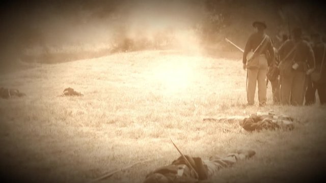 Dead and wounded on battlefield of civil war (Archive Footage Version)