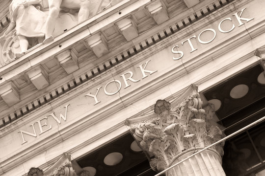 Detail of the New York Stock Exchange at Wall Street in New York