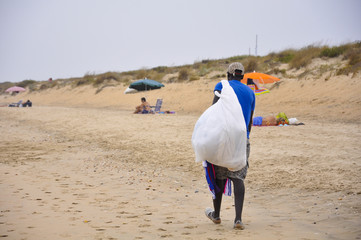 Beach vendor in Huelva, Spain