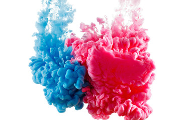 Obraz premium Color ink paint in water, photographed motion, isolated on white.