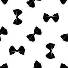Black bows geometric seamless pattern on white background