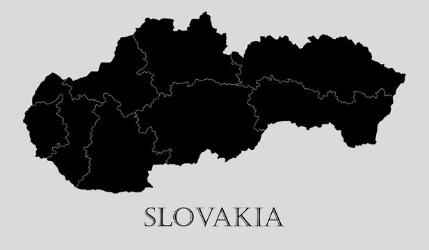 Black Slovakia map - vector illustration