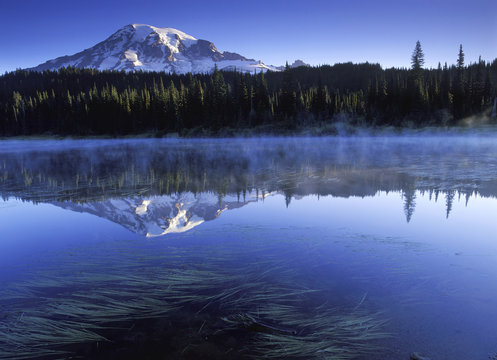 USA, Mount Rainier National Park, morning view from Reflection Lake
