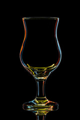 Silhouette of colorful cocktail glass with clipping path on black background