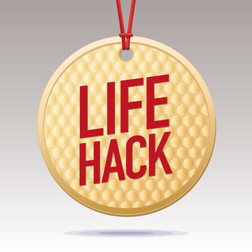 Life Hack Vector Golden Badge. Life Hack Icon