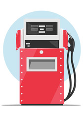 Modern red fuel dispenser over white background
