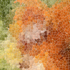 natural autumn colored abstract marble irregular plastic stony mosaic pattern texture background with gray grout - green, orange and brown colors