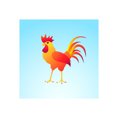 Fire rooster on a blue background.