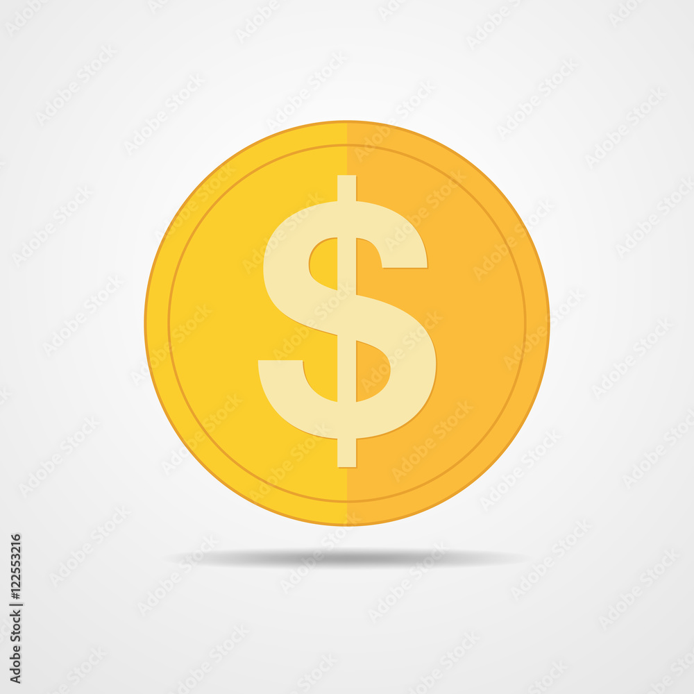 Sticker gold coin icon. vector illustration.