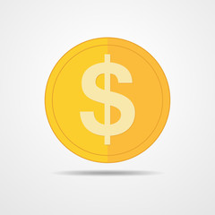 Gold coin icon. Vector illustration.