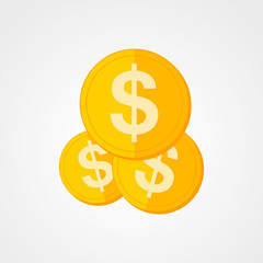 Gold coin icon. Vector illustration.