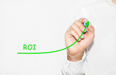Businessman draw growing graph symbolize growing ROI Return On I